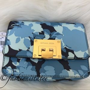 NWT MICHAEL KORS TINA CLUTCH CROSSBODY NAVY